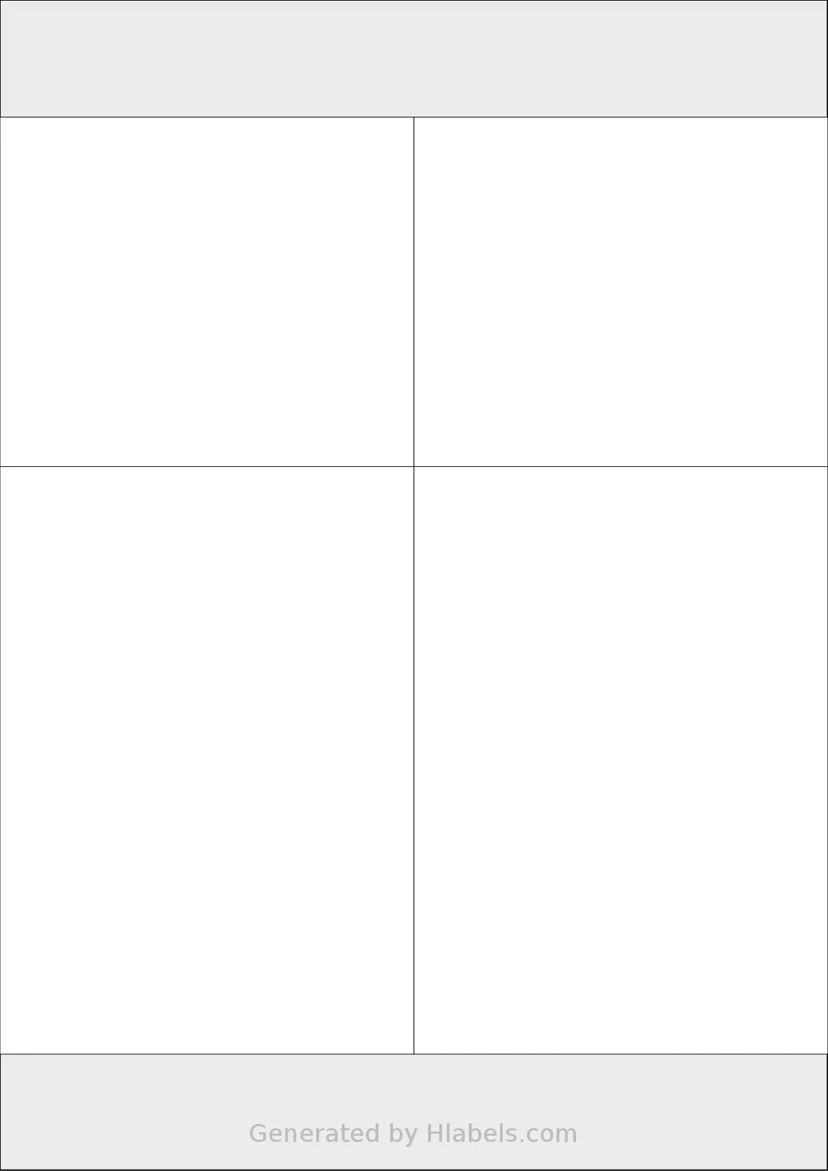 Redfern® 4UP template with 4 rectangular 105 x 149 millimeter labels per sheet, on A4-size adhesive blank label sheets.