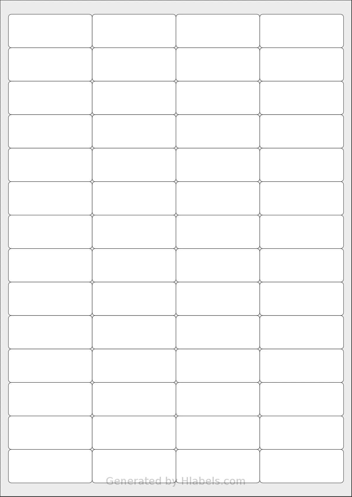 Redfern® 56UP-B template with 56 rectangular 50 x 20 millimeter labels per sheet, on A4-size adhesive blank label sheets.