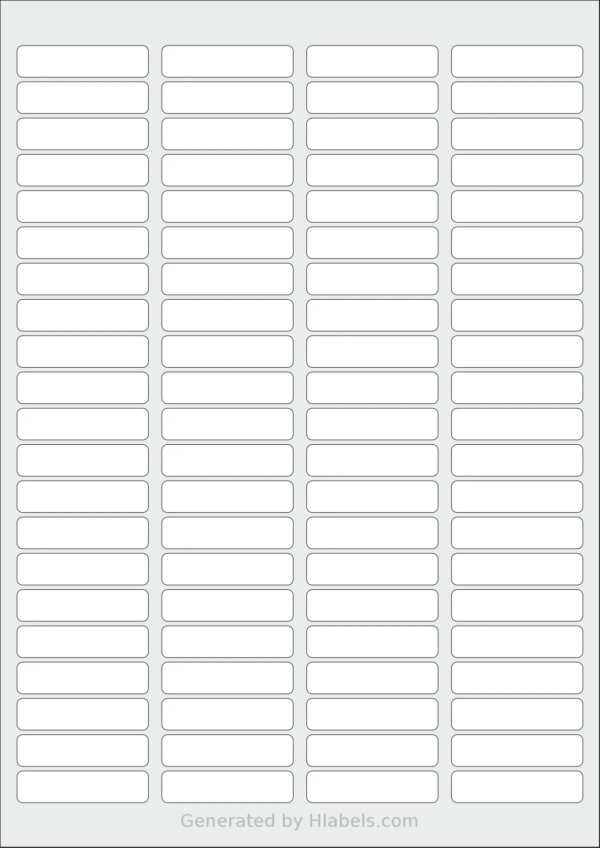 Redfern® 84UP-B template with 84 rectangular 46 x 11.1 millimeter labels per sheet, on A4-size adhesive blank label sheets.