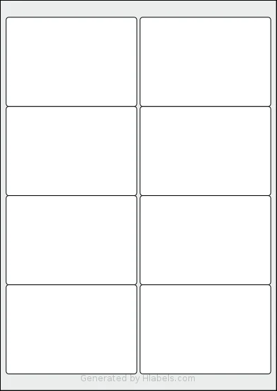 Redfern® 8UP-B template with 8 rectangular 99.1 x 67.7 millimeter labels per sheet, on A4-size adhesive blank label sheets.