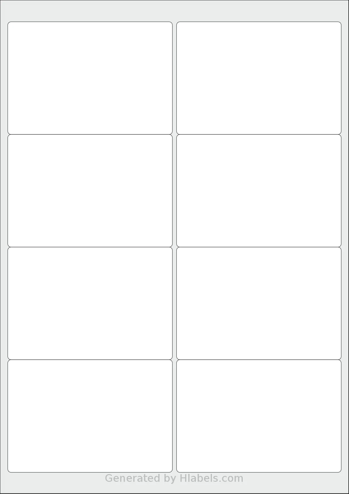 Redfern® 8UP-B template with 8 rectangular 99.1 x 67.7 millimeter labels per sheet, on A4-size adhesive blank label sheets.