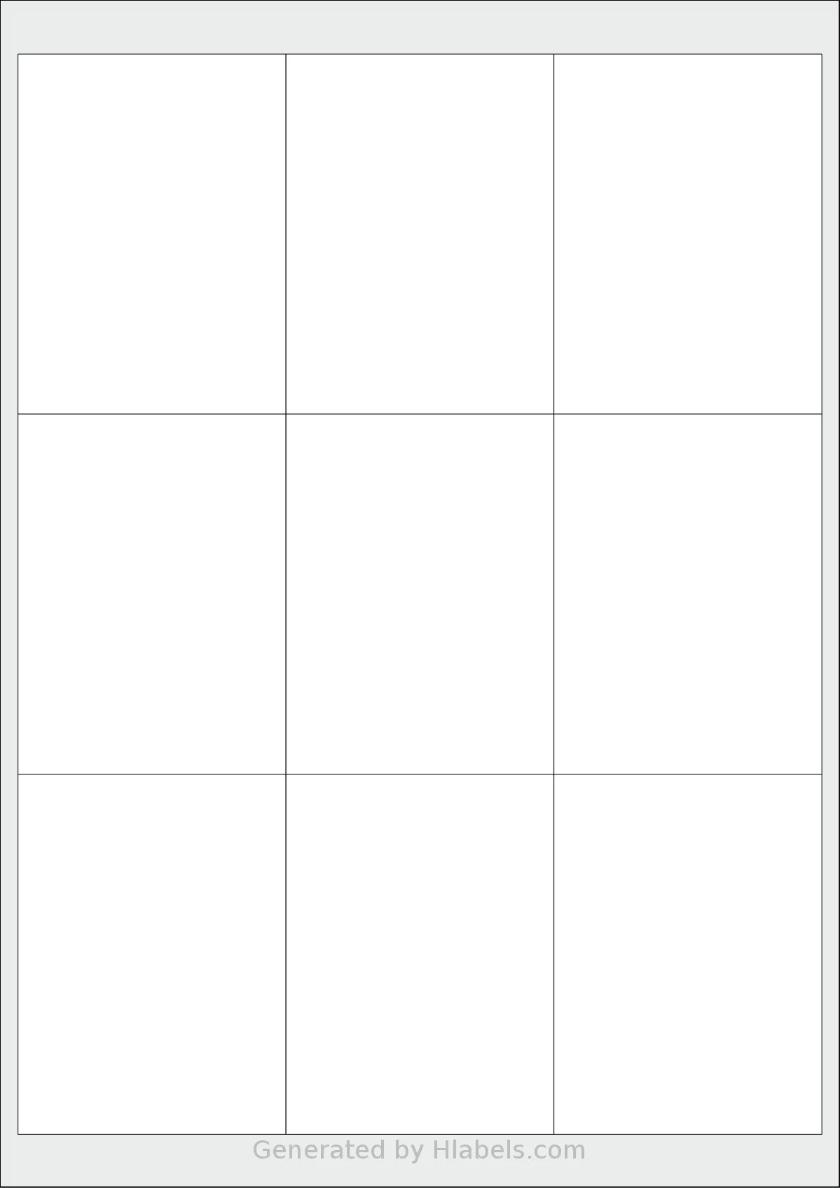 Redfern® 9UP-B template with 9 rectangular 67 x 90 millimeter labels per sheet, on A4-size adhesive blank label sheets.