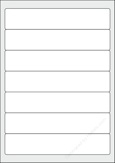 Sigel® LA410 template with 7 rectangular 192 x 38 millimeter labels per sheet, on A4-size adhesive blank label sheets.