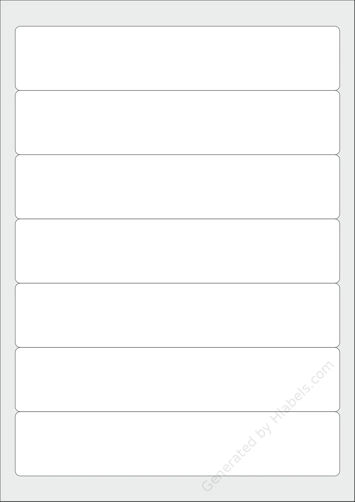 Sigel® LA410 template with 7 rectangular 192 x 38 millimeter labels per sheet, on A4-size adhesive blank label sheets.