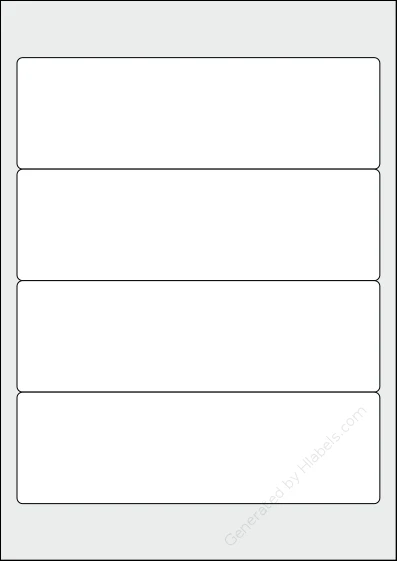 Sigel® LA420 template with 4 rectangular 192 x 59 millimeter labels per sheet, on A4-size adhesive blank label sheets.