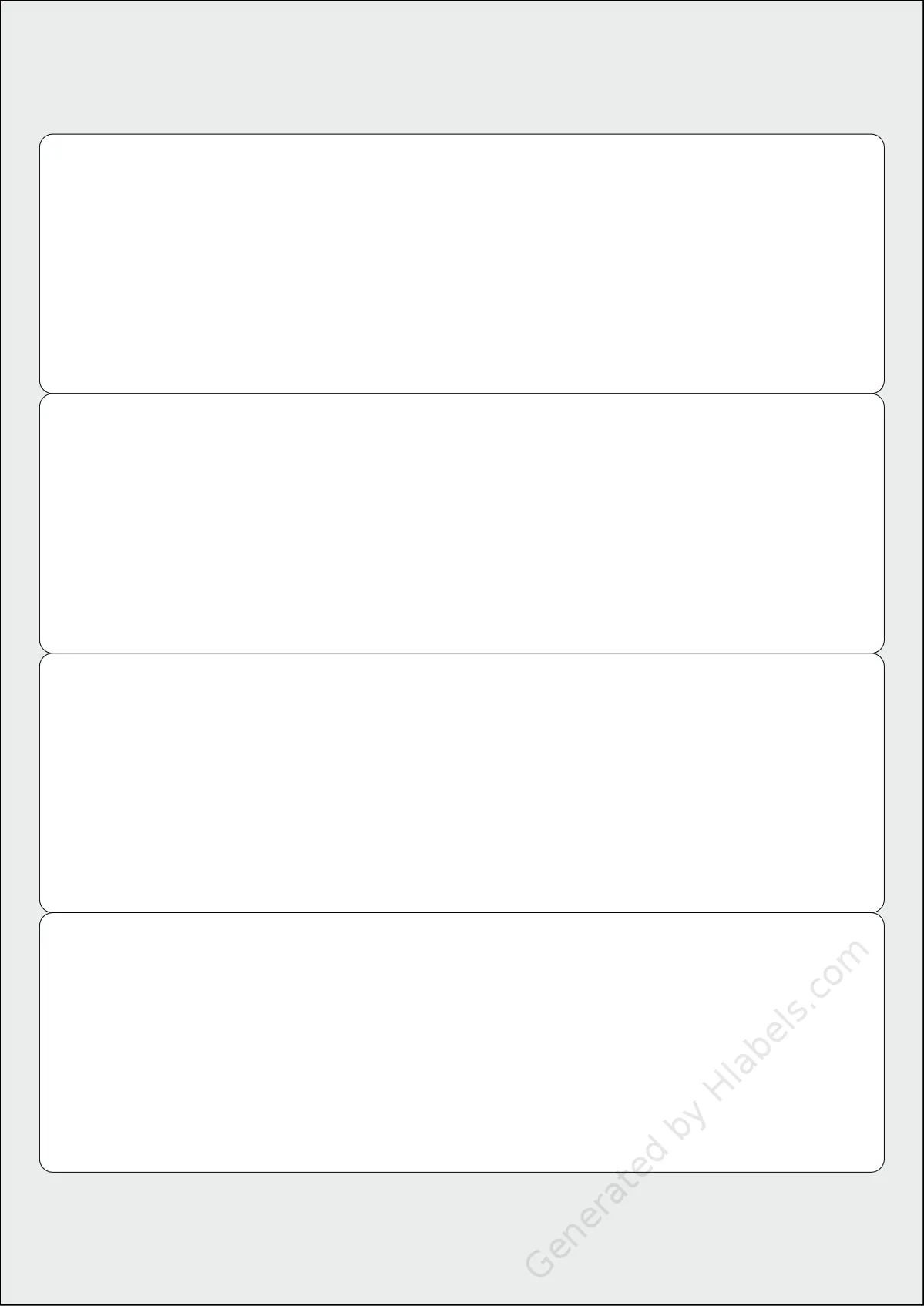 Sigel® LA420 template with 4 rectangular 192 x 59 millimeter labels per sheet, on A4-size adhesive blank label sheets.