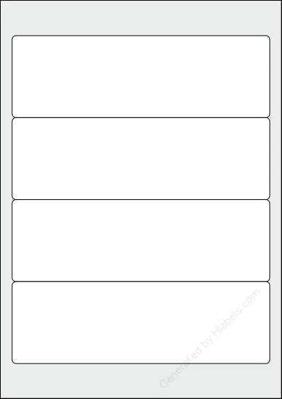 Sigel® LA430 template with 4 rectangular 192 x 61 millimeter labels per sheet, on A4-size adhesive blank label sheets.