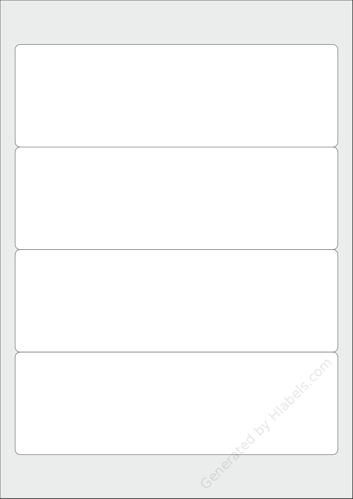 Sigel® LA430 template with 4 rectangular 192 x 61 millimeter labels per sheet, on A4-size adhesive blank label sheets.