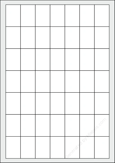 Sigel® LP715 template with 49 rectangular 27 x 40 millimeter labels per sheet, on A4-size adhesive blank label sheets.
