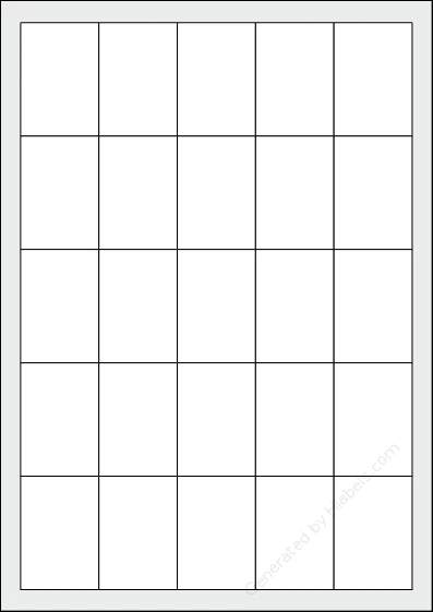 Sigel® LP716 template with 25 rectangular 38 x 55 millimeter labels per sheet, on A4-size adhesive blank label sheets.