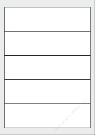 Sigel® LP734 template with 5 rectangular 190 x 53 millimeter labels per sheet, on A4-size adhesive blank label sheets.