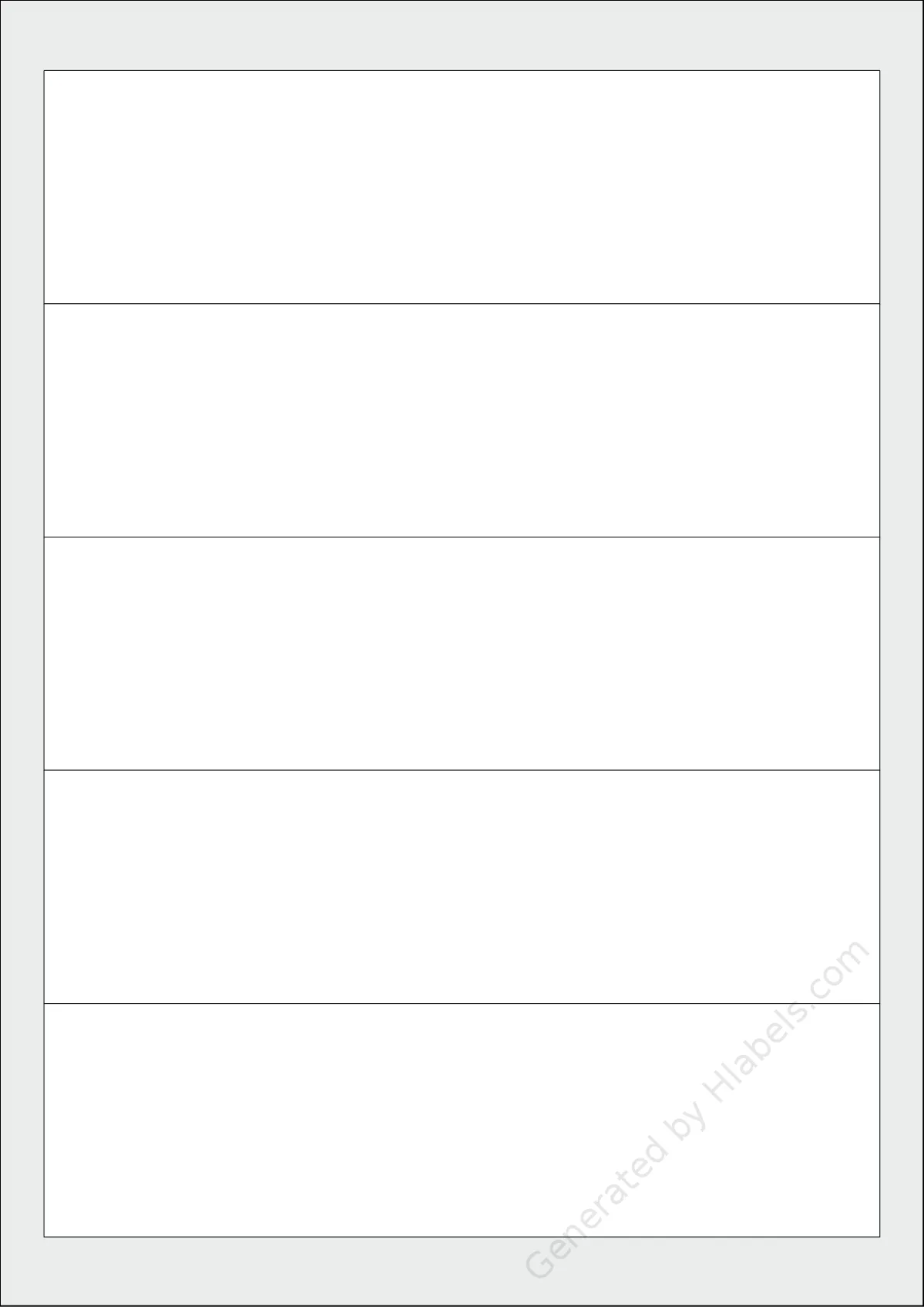 Sigel® LP734 template with 5 rectangular 190 x 53 millimeter labels per sheet, on A4-size adhesive blank label sheets.