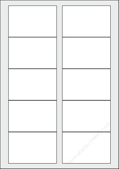 Sigel® LP796 template with 10 rectangular 85 x 55 millimeter labels per sheet, on A4-size adhesive blank label sheets.