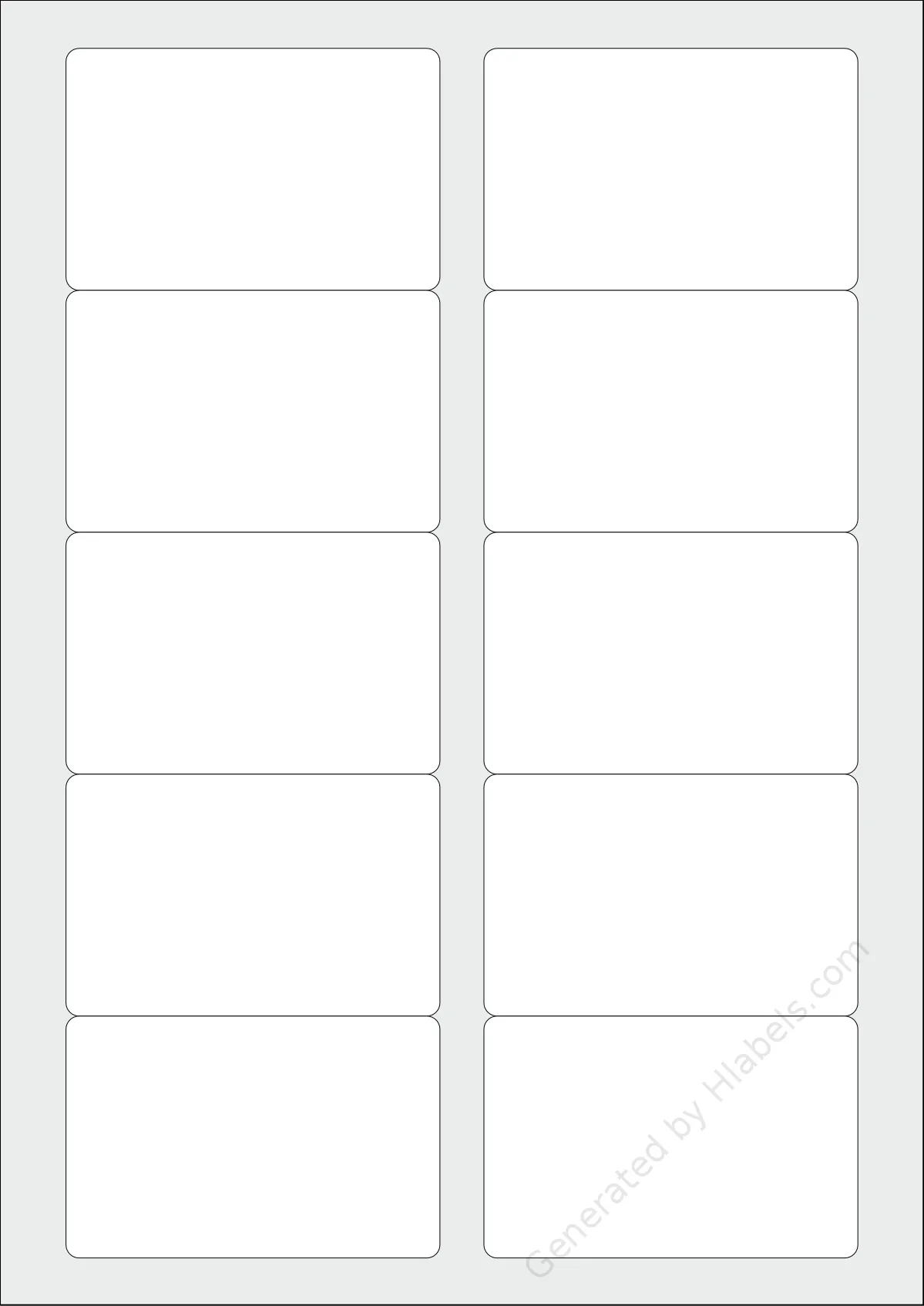Sigel® LP798 template with 10 rectangular 85 x 55 millimeter labels per sheet, on A4-size adhesive blank label sheets.