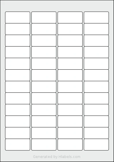 SmithPackaging® SP-L6009 template with 48 rectangular 45.72 x 21.17 millimeter labels per sheet, on A4-size adhesive blank label sheets.