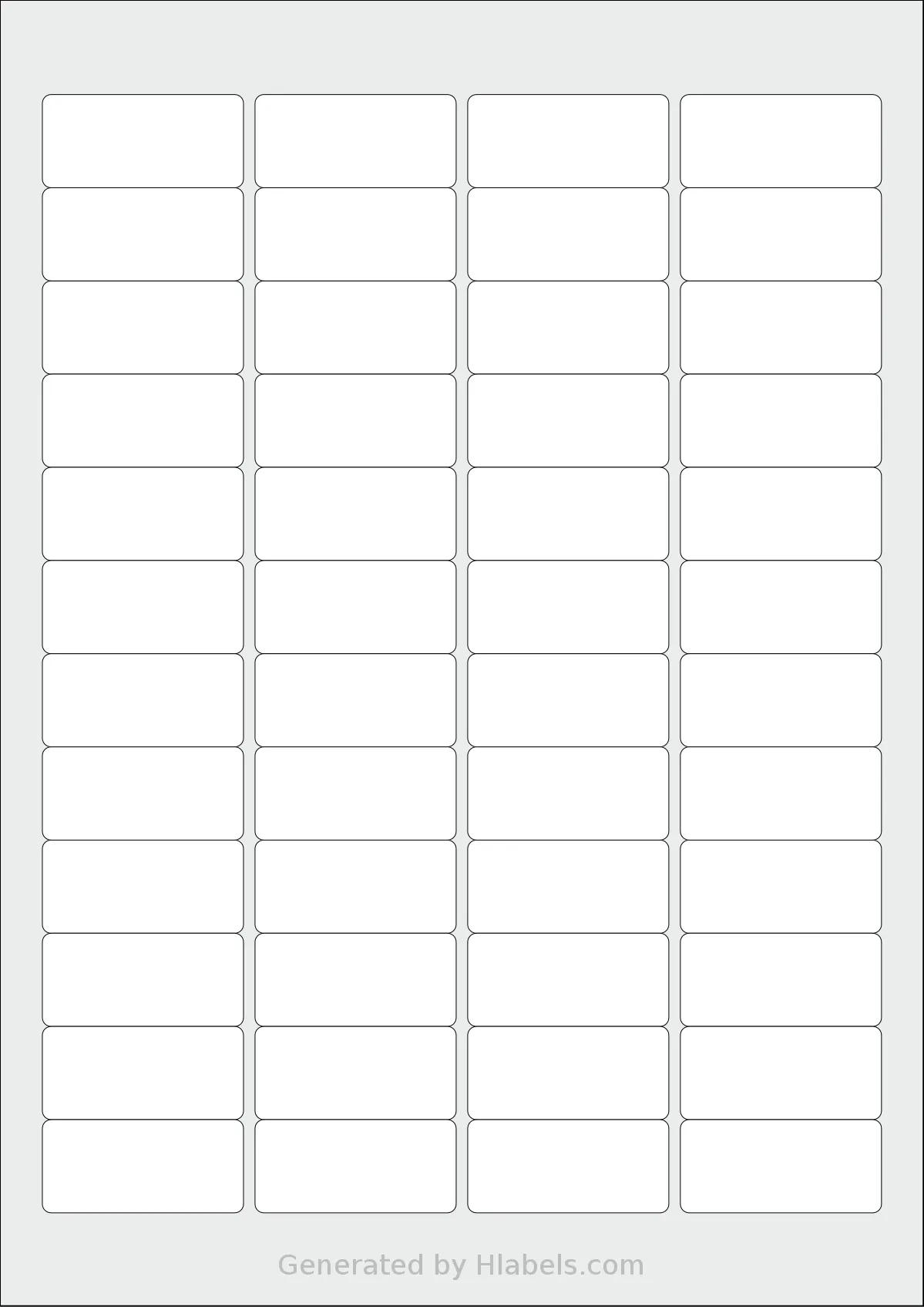 SmithPackaging® SP-L6009 template with 48 rectangular 45.72 x 21.17 millimeter labels per sheet, on A4-size adhesive blank label sheets.