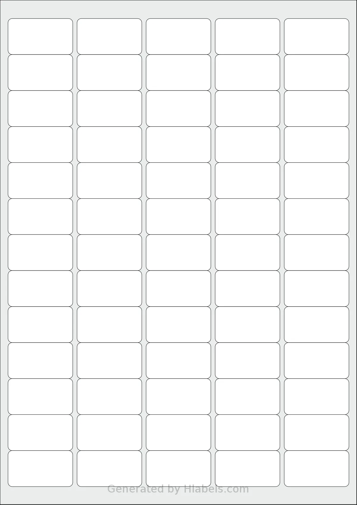 SmithPackaging® SP-L7651 template with 65 rectangular 38.1 x 21.17 millimeter labels per sheet, on A4-size adhesive blank label sheets.