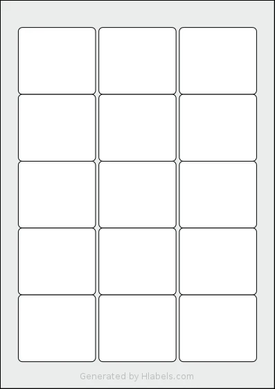 SmithPackaging® SP-L7668 template with 15 rectangular 59 x 51 millimeter labels per sheet, on A4-size adhesive blank label sheets.