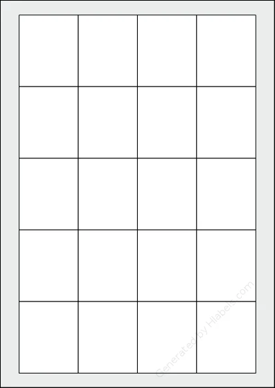 Sorex® 045054 template with 20 rectangular 45.2 x 54.8 millimeter labels per sheet, on A4-size adhesive blank label sheets.