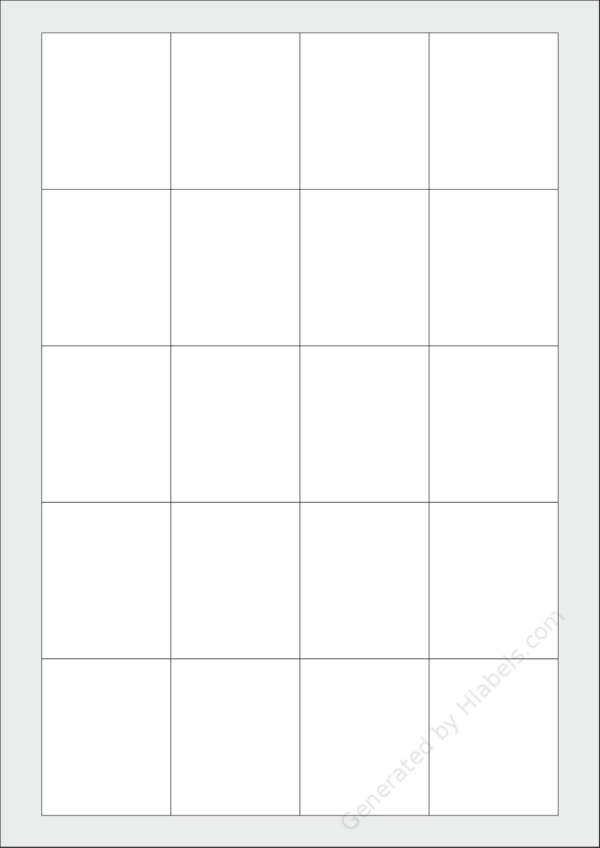 Sorex® 045054 template with 20 rectangular 45.2 x 54.8 millimeter labels per sheet, on A4-size adhesive blank label sheets.