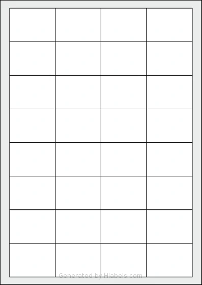 Sorex® 047035 template with 32 rectangular 47.5 x 35 millimeter labels per sheet, on A4-size adhesive blank label sheets.