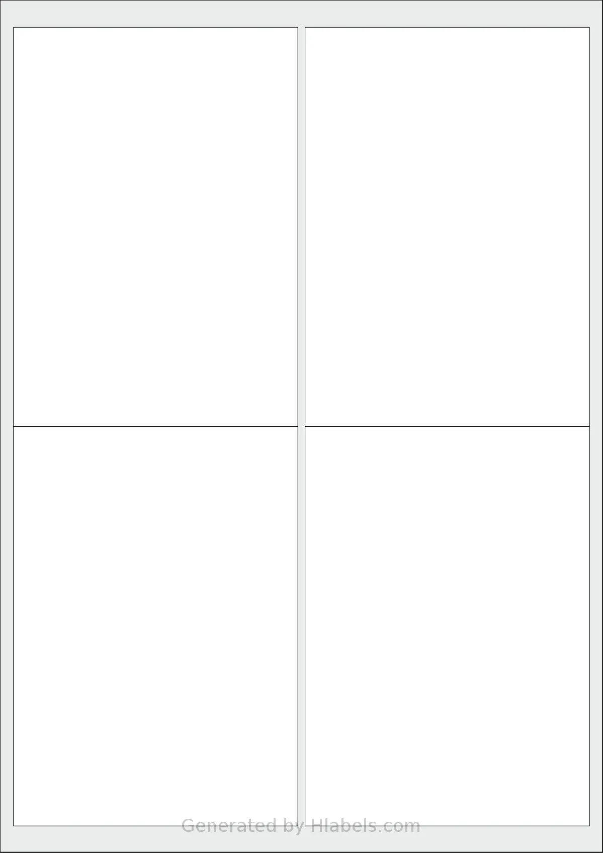 Tanex® TW-2004 template with 4 rectangular 99.1 x 139 millimeter labels per sheet, on A4-size adhesive blank label sheets.