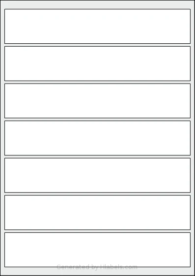 Tanex® TW-2007 template with 7 rectangular 200 x 37 millimeter labels per sheet, on A4-size adhesive blank label sheets.