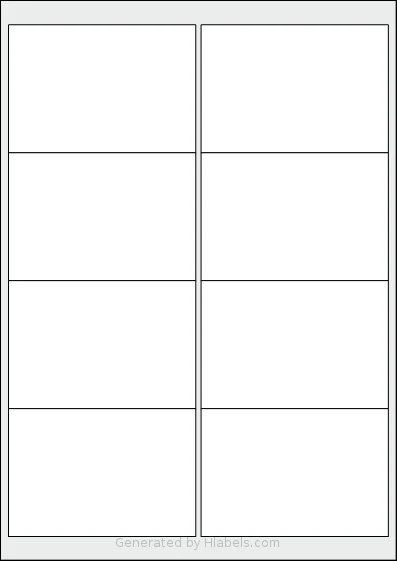 Tanex® TW-2008 template with 8 rectangular 99.1 x 67.7 millimeter labels per sheet, on A4-size adhesive blank label sheets.
