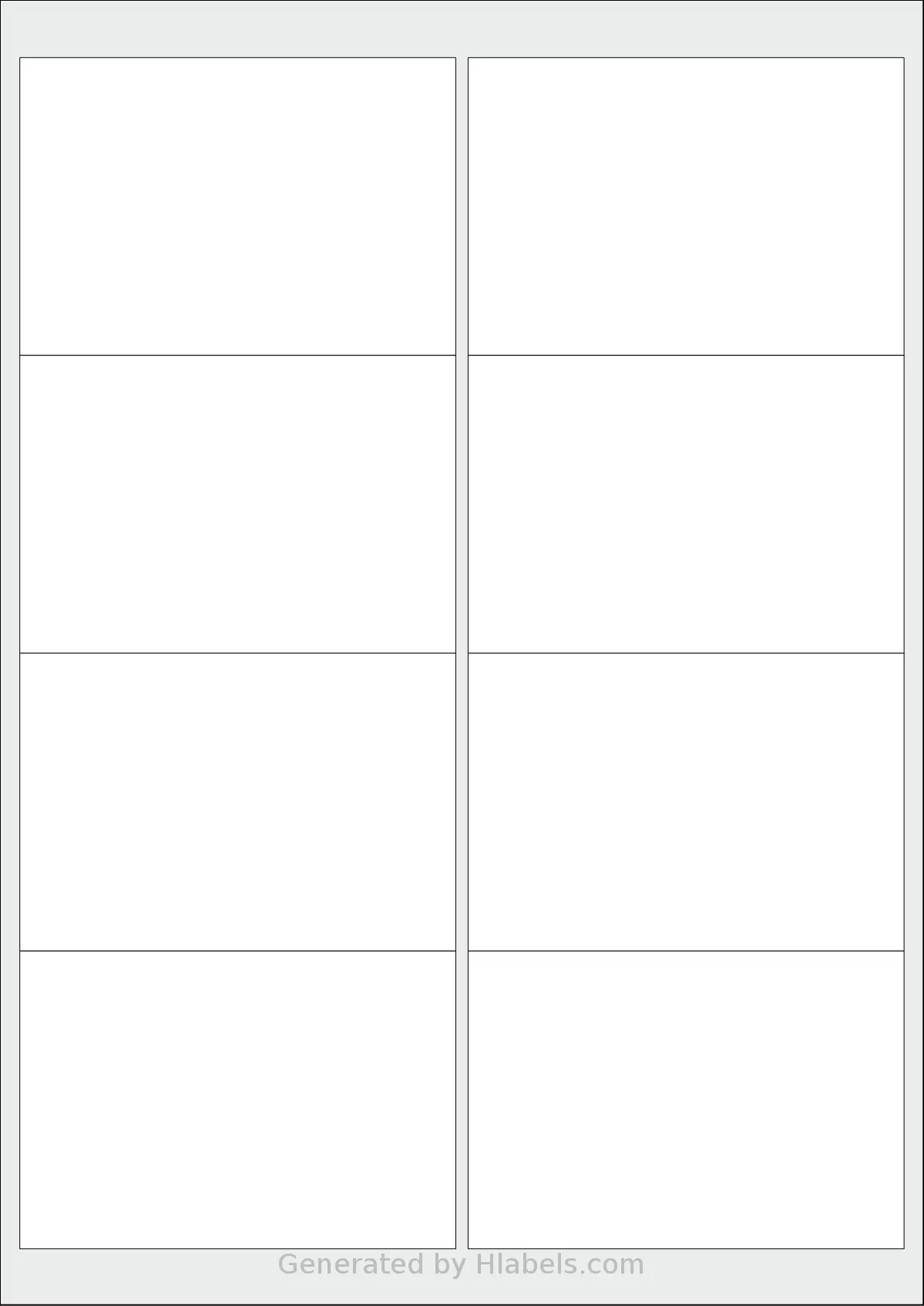 Tanex® TW-2008 template with 8 rectangular 99.1 x 67.7 millimeter labels per sheet, on A4-size adhesive blank label sheets.