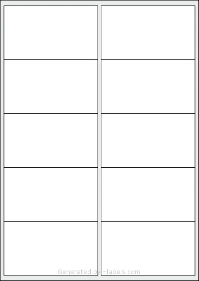 Tanex® TW-2010 template with 10 rectangular 99.1 x 57 millimeter labels per sheet, on A4-size adhesive blank label sheets.