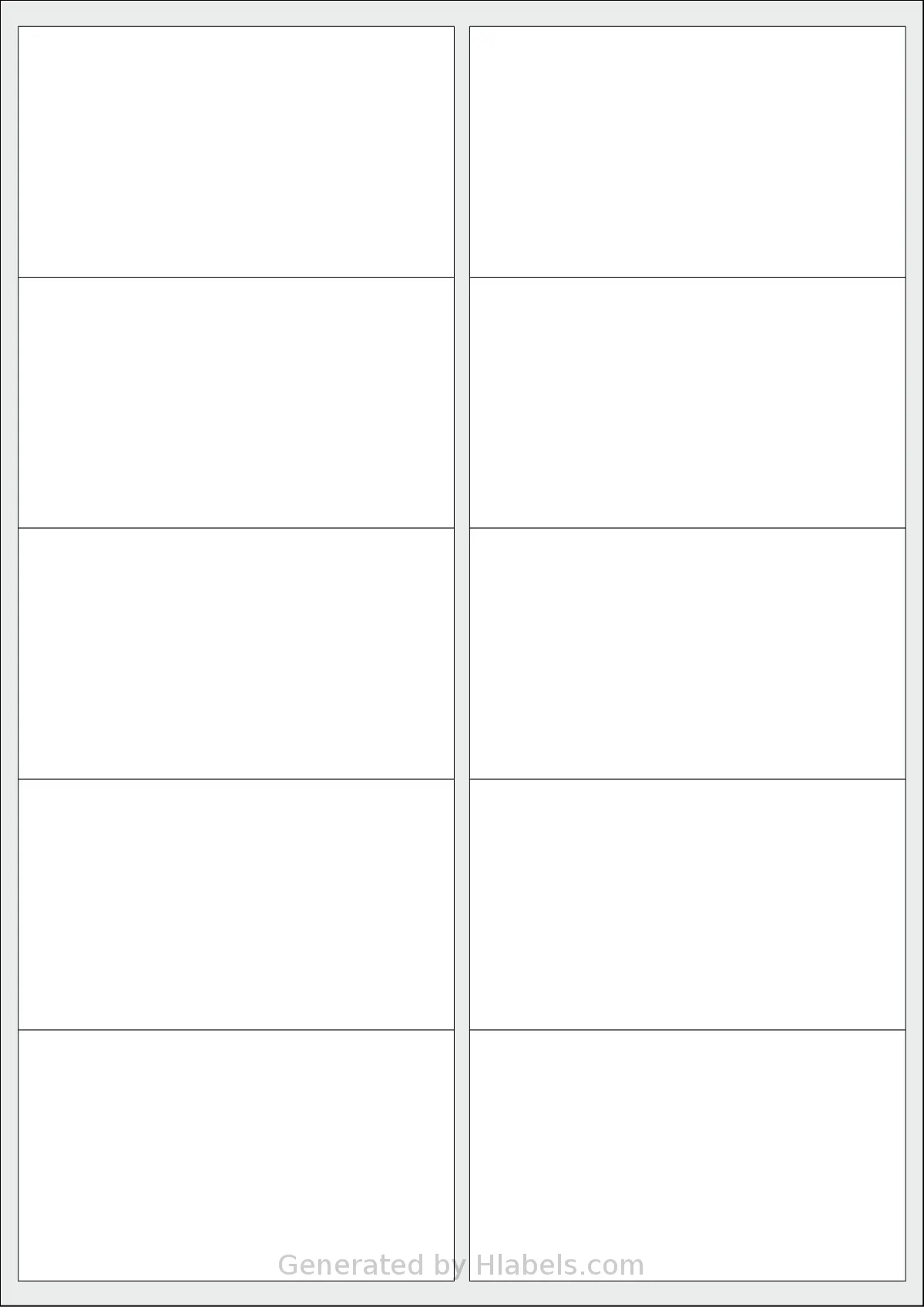 Tanex® TW-2010 template with 10 rectangular 99.1 x 57 millimeter labels per sheet, on A4-size adhesive blank label sheets.