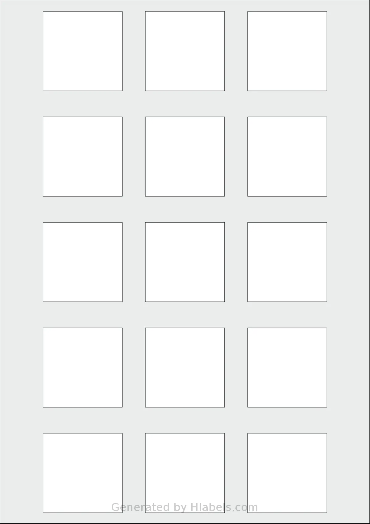 Tanex® TW-2015 template with 15 square 45 x 45 millimeter labels per sheet, on A4-size adhesive blank label sheets.