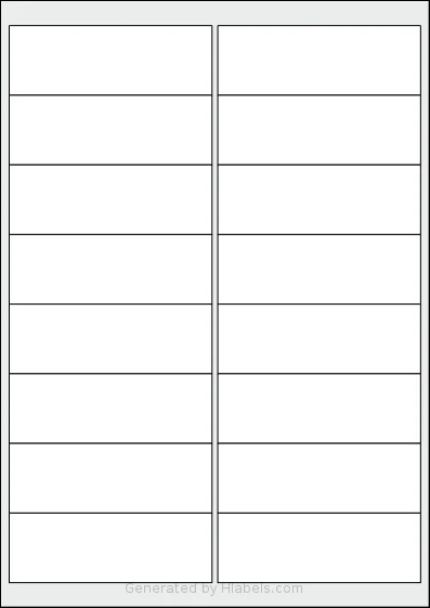 Tanex® TW-2016 template with 16 rectangular 99.1 x 34 millimeter labels per sheet, on A4-size adhesive blank label sheets.