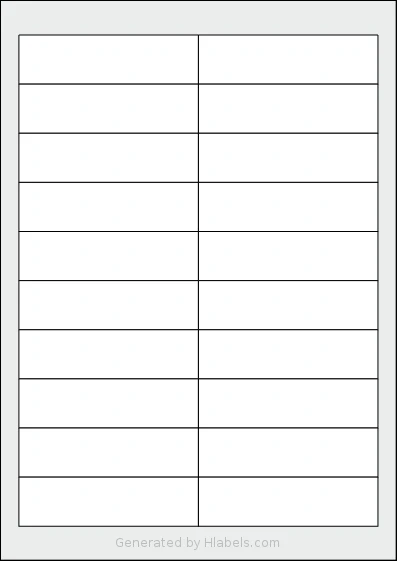 Tanex® TW-2020 template with 20 rectangular 95 x 26 millimeter labels per sheet, on A4-size adhesive blank label sheets.