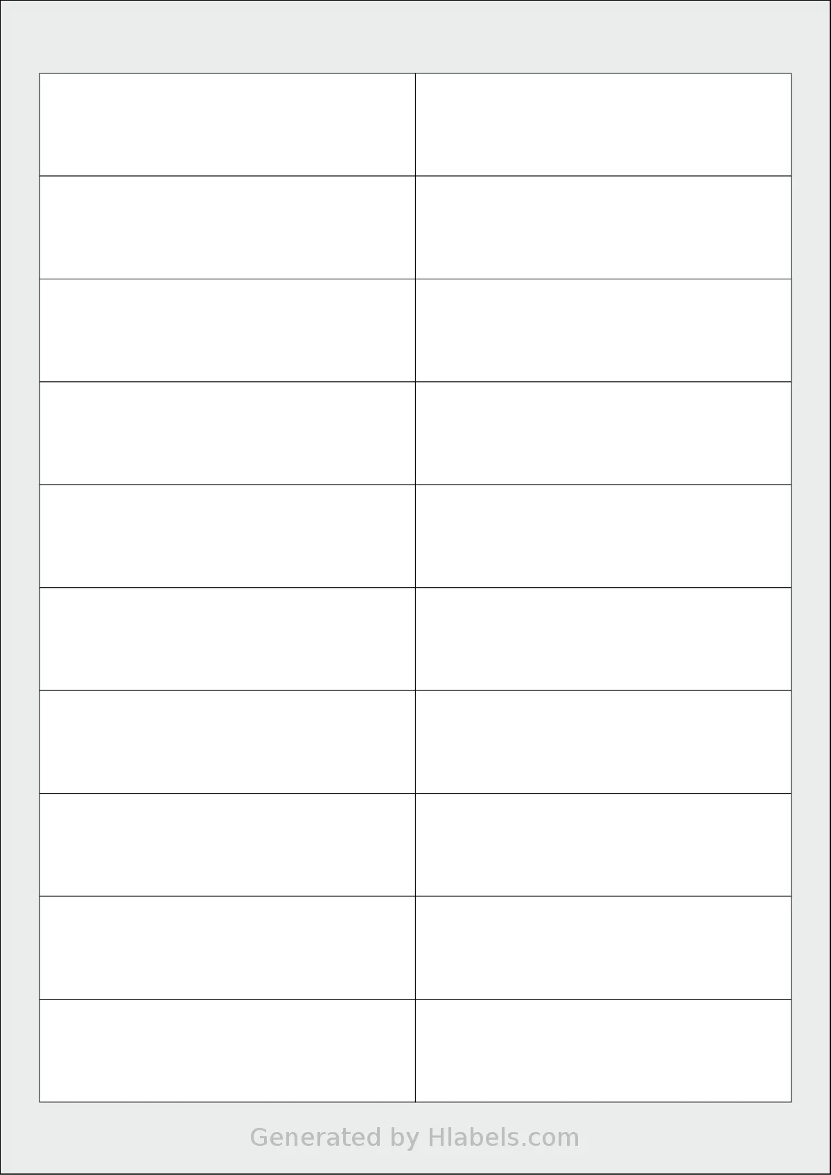 Tanex® TW-2020 template with 20 rectangular 95 x 26 millimeter labels per sheet, on A4-size adhesive blank label sheets.
