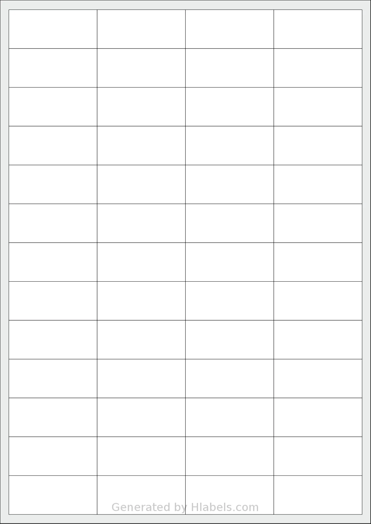 Tanex® TW-2022 template with 52 rectangular 50 x 22 millimeter labels per sheet, on A4-size adhesive blank label sheets.
