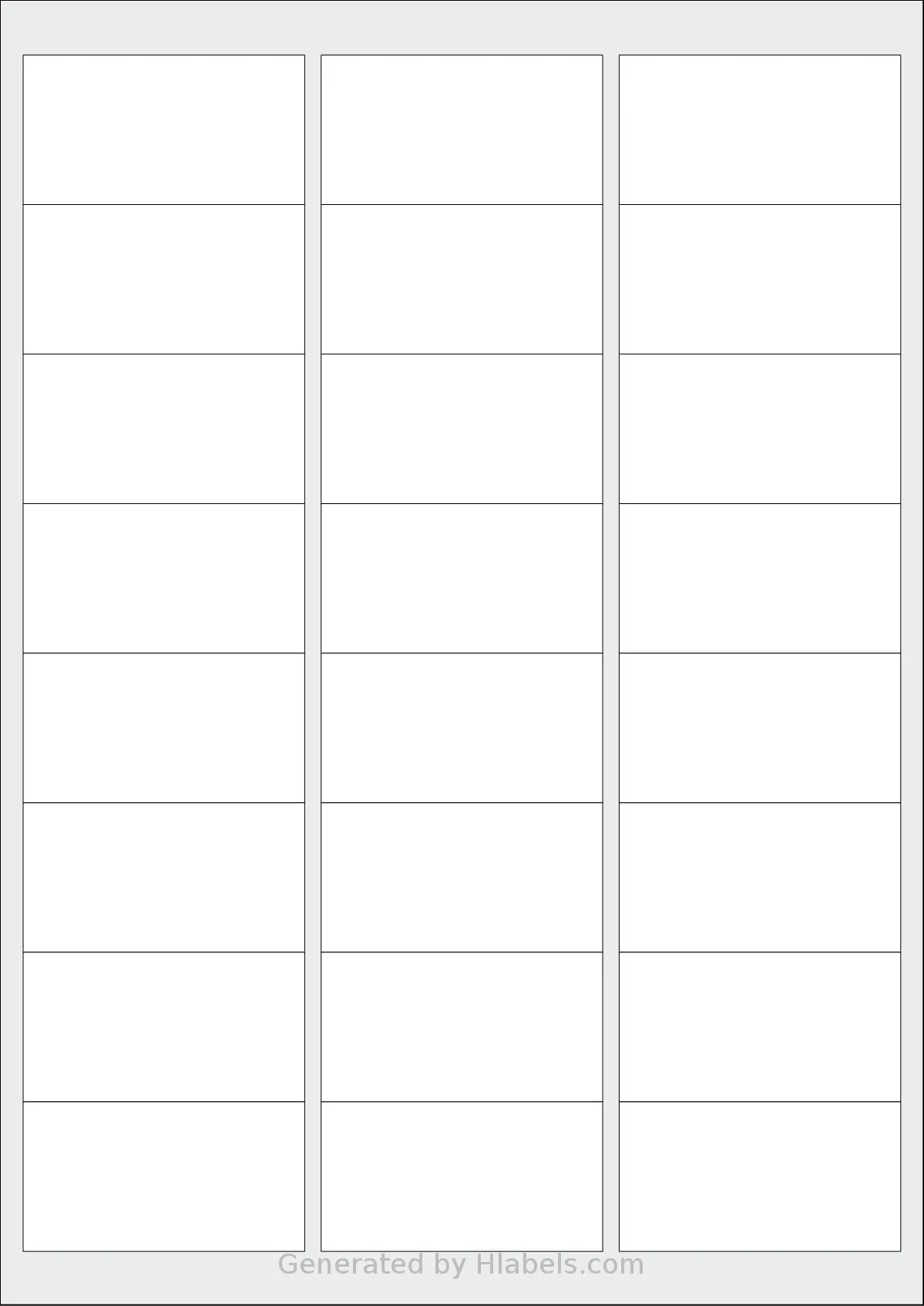 Tanex® TW-2024 template with 24 rectangular 64 x 34 millimeter labels per sheet, on A4-size adhesive blank label sheets.