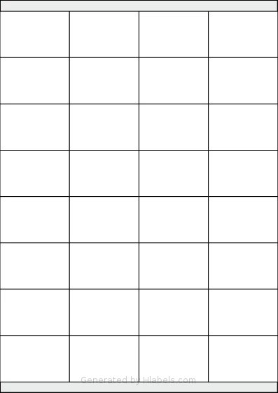 Tanex® TW-2032 template with 32 rectangular 52.5 x 35 millimeter labels per sheet, on A4-size adhesive blank label sheets.