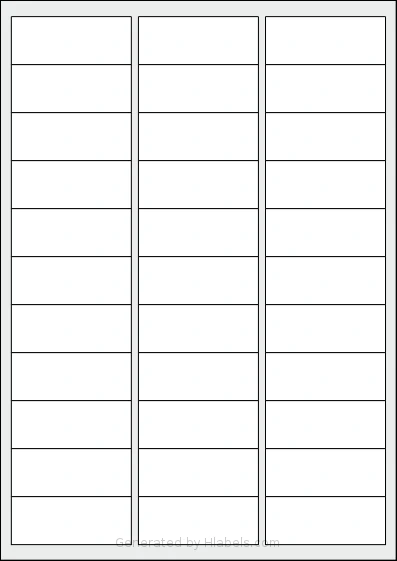 Tanex® TW-2033 template with 33 rectangular 63.5 x 25.4 millimeter labels per sheet, on A4-size adhesive blank label sheets.