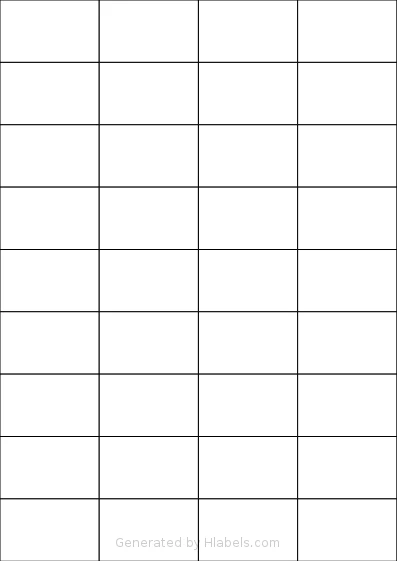 Tanex® TW-2035 template with 36 rectangular 52.5 x 33 millimeter labels per sheet, on A4-size adhesive blank label sheets.