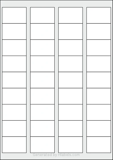 Tanex® TW-2036 template with 36 rectangular 45 x 30 millimeter labels per sheet, on A4-size adhesive blank label sheets.