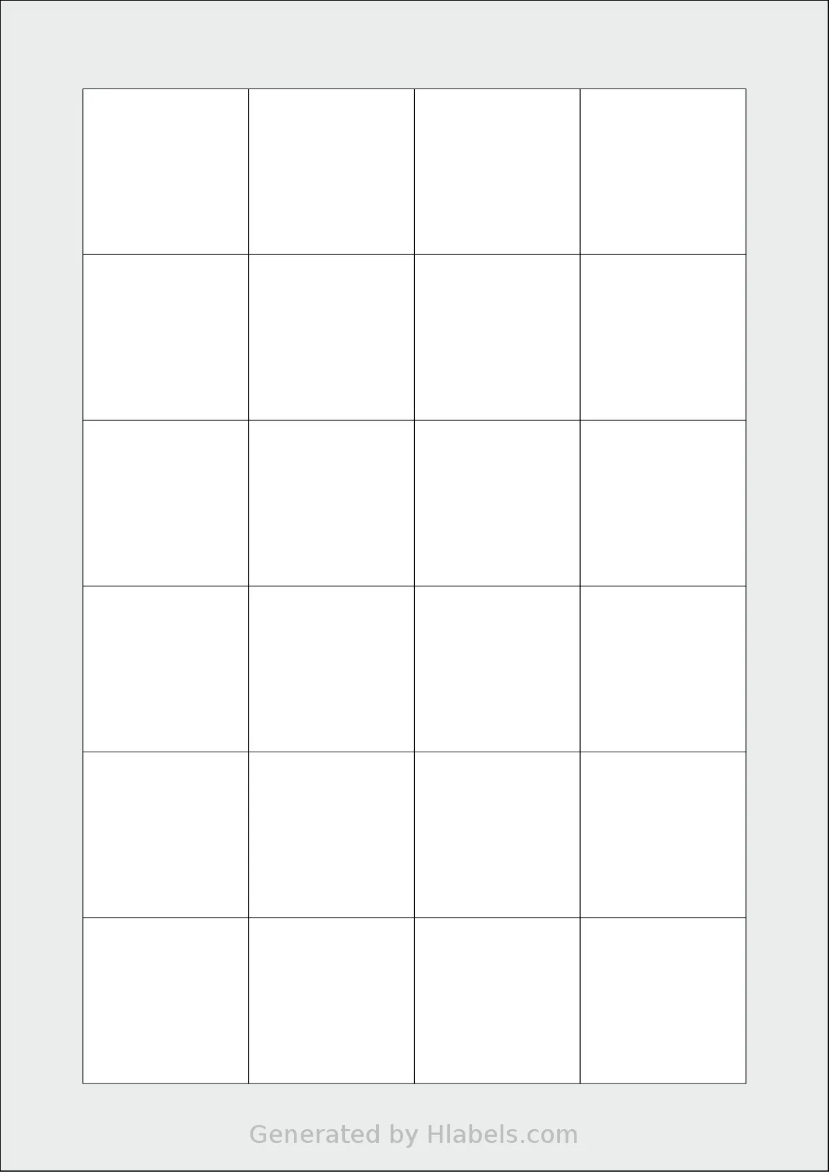 Tanex® TW-2042 template with 24 square 42 x 42 millimeter labels per sheet, on A4-size adhesive blank label sheets.