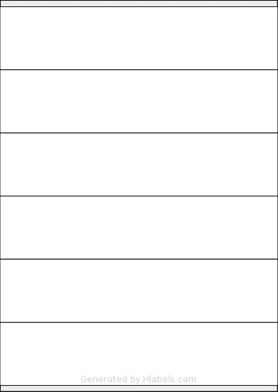 Tanex® TW-2047 template with 6 rectangular 210 x 47.81 millimeter labels per sheet, on A4-size adhesive blank label sheets.