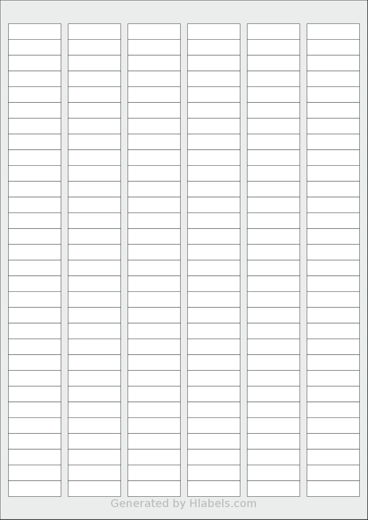 Tanex® TW-2060 template with 180 rectangular 30 x 9 millimeter labels per sheet, on A4-size adhesive blank label sheets.