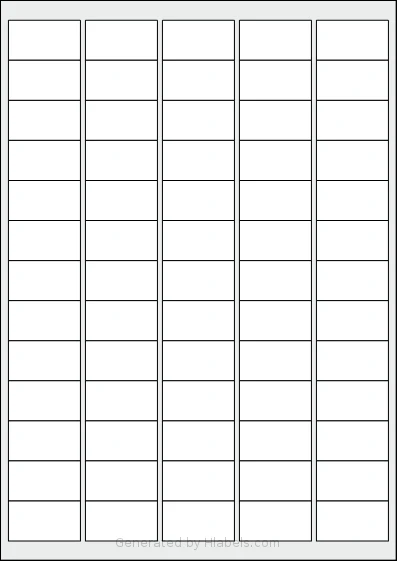 Tanex® TW-2065 Template Tanex® TW-2065 template with 65 rectangular 38.1 x 21.2 millimeter labels per sheet, on A4-size adhesive blank label sheets.