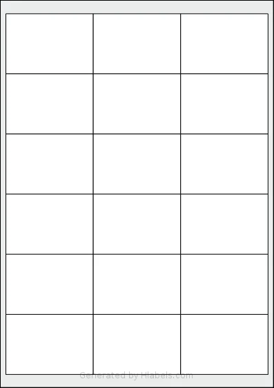 Tanex® TW-2067 template with 18 rectangular 67 x 46 millimeter labels per sheet, on A4-size adhesive blank label sheets.