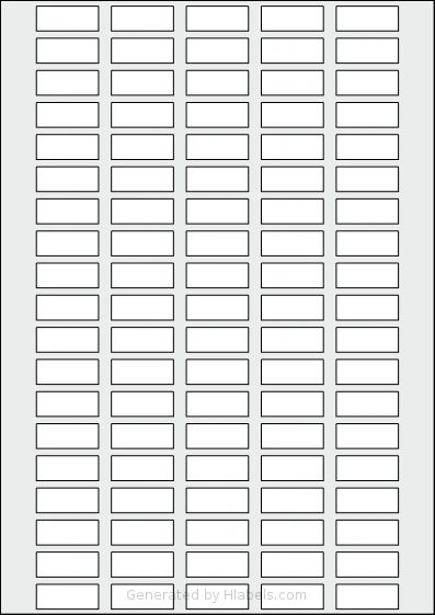 Tanex® TW-2095 template with 95 rectangular 30 x 12 millimeter labels per sheet, on A4-size adhesive blank label sheets.