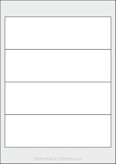 Tanex® TW-2104 template with 4 rectangular 192 x 59 millimeter labels per sheet, on A4-size adhesive blank label sheets.