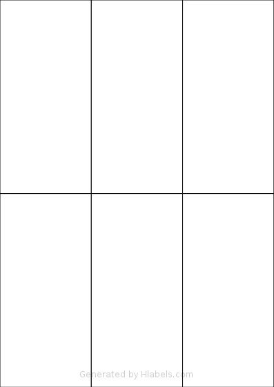 Tanex® TW-2106 template with 6 rectangular 70 x 148.5 millimeter labels per sheet, on A4-size adhesive blank label sheets.