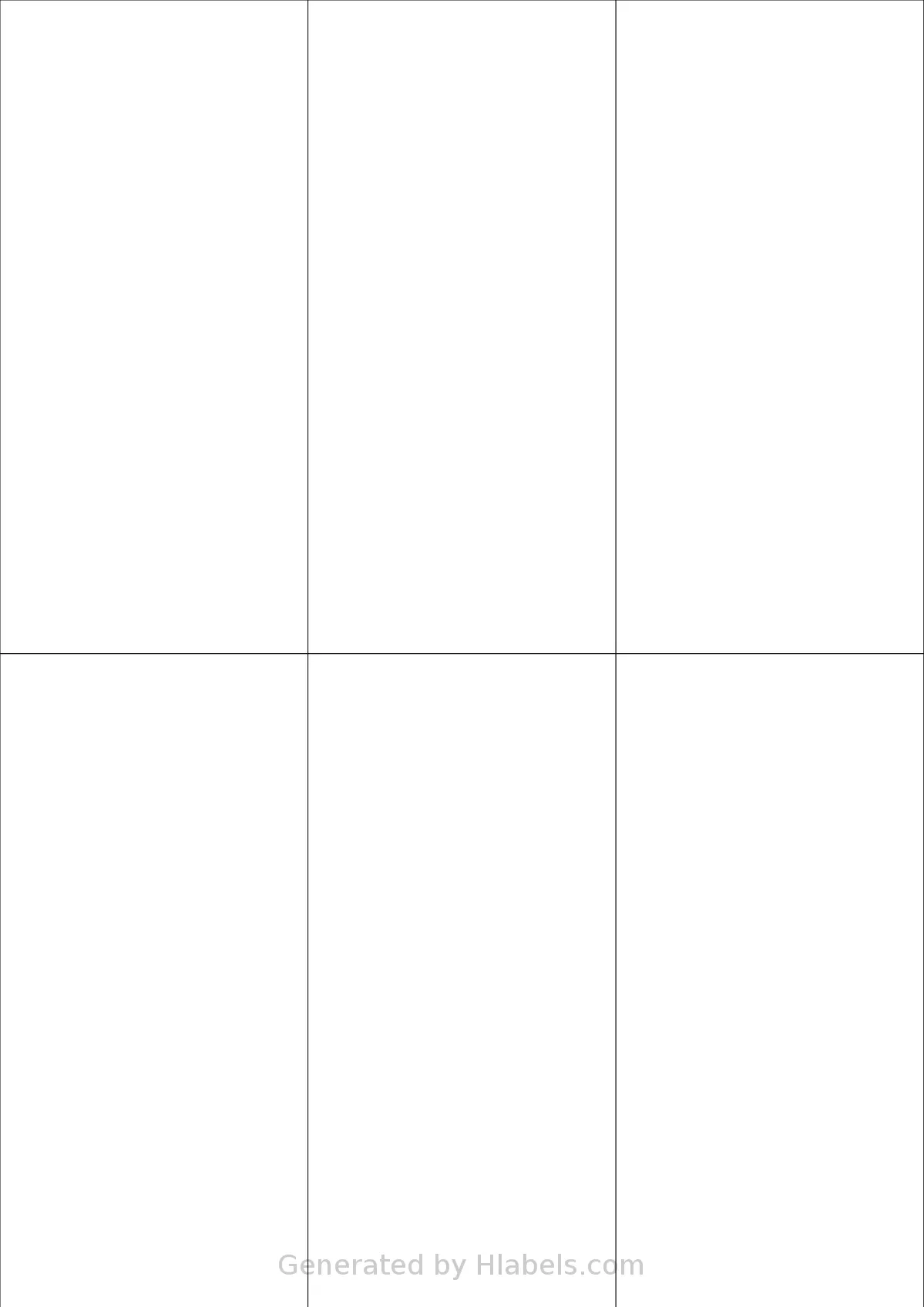 Tanex® TW-2106 template with 6 rectangular 70 x 148.5 millimeter labels per sheet, on A4-size adhesive blank label sheets.